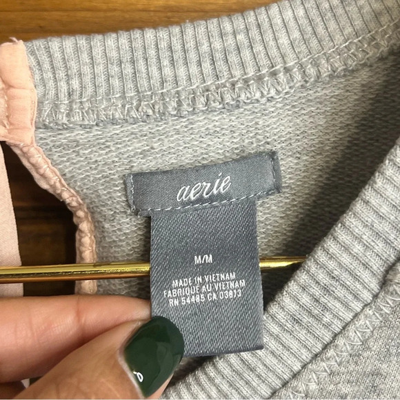 Aerie Pink Bow tie sweater size medium - Picture 2 of 7